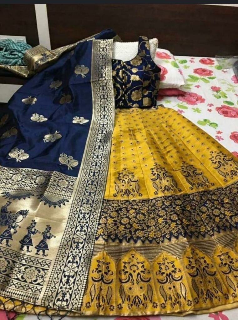 Semi Stitched Banarasi brocade Lehenga With Blouse And Banarasi Dupatta