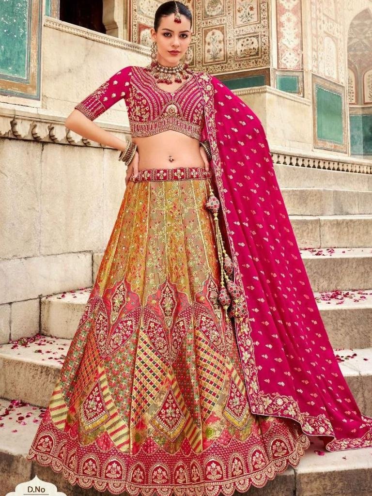 Adorable Dark Pink Banarasi Bridal Wear Lehenga Choli
