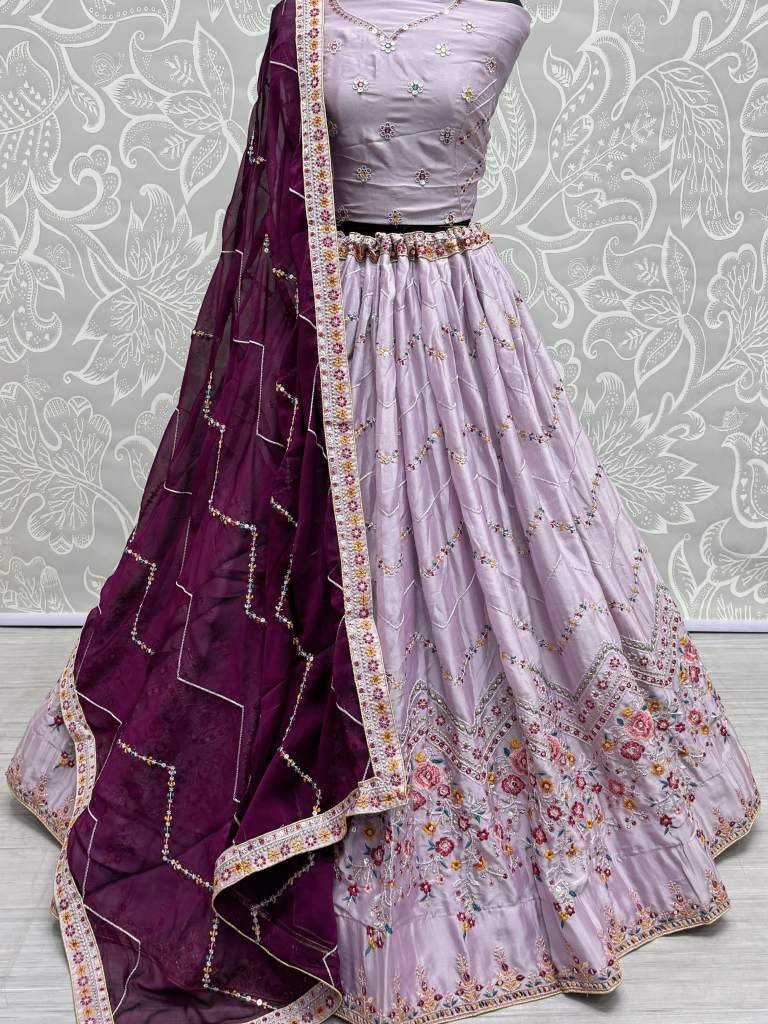 Beautiful Pink Rangoli Silk Embroidered Lehenga 2680