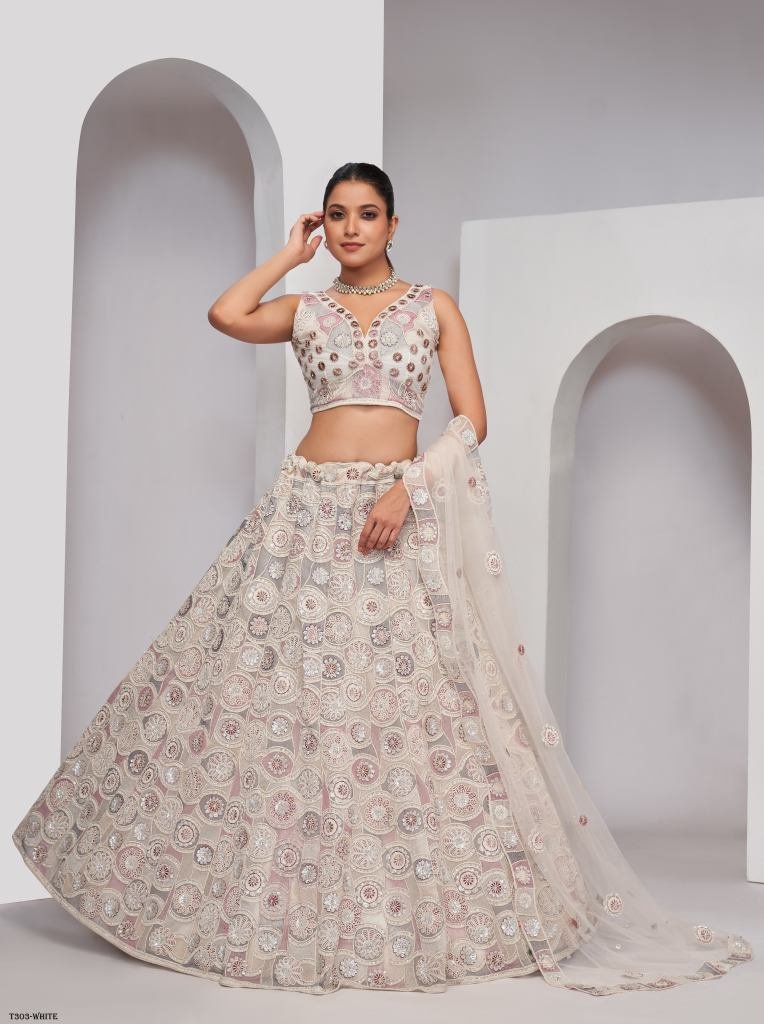 Beautiful White Soft Net Lehenga Choli For Women
