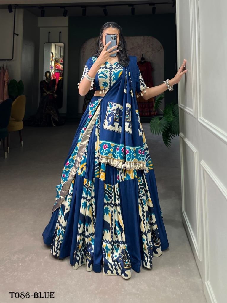 Fancy Blue Gotta Patti Digital Printed Lehenga Choli