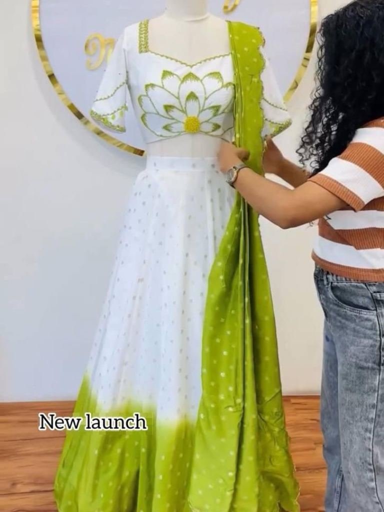 Chinon Real Hand Work Digital Printed Readymade Lehenga Choli