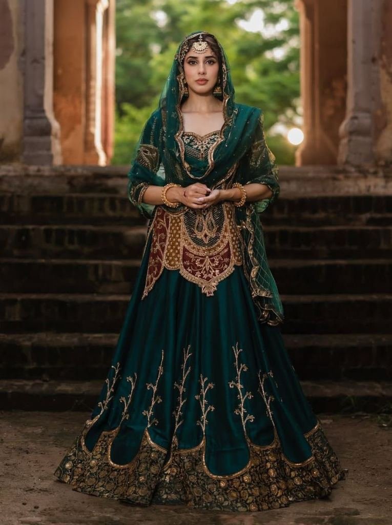 Crepe Silk Embroidery Sequence Cording Work Lehenga