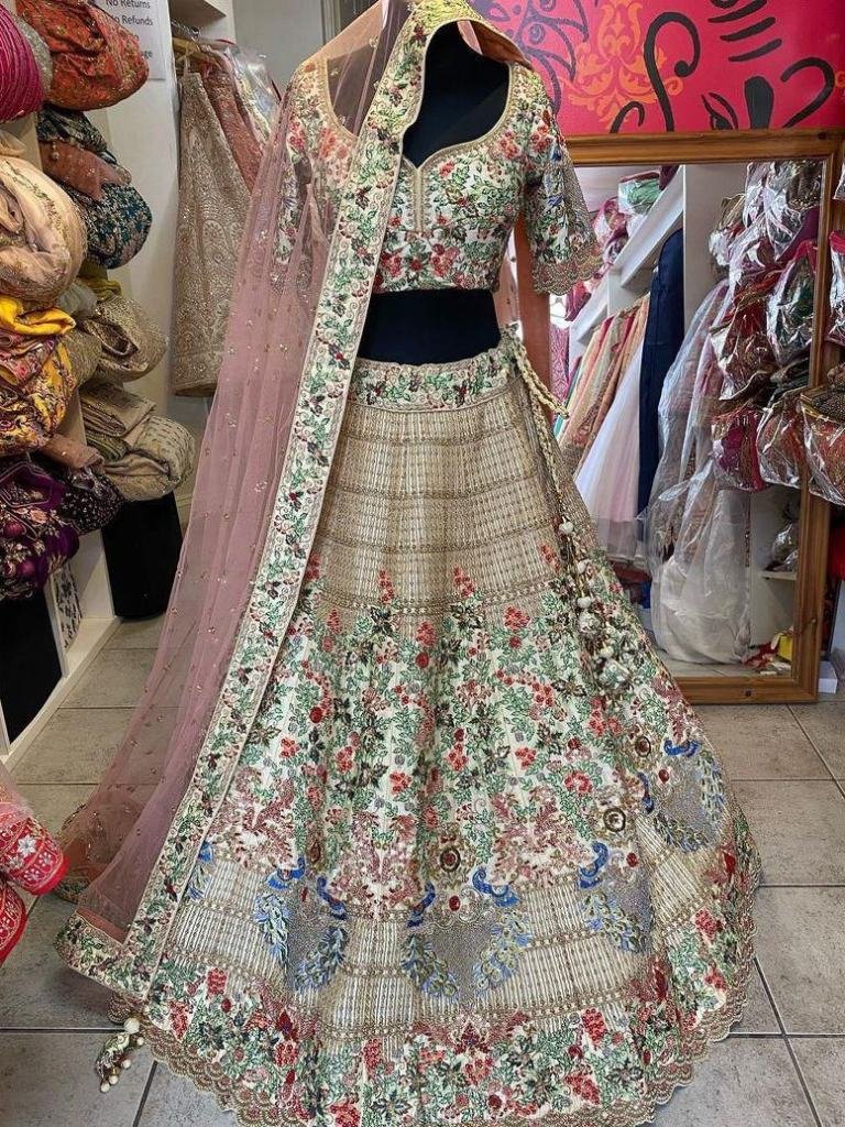 Designer Embroidered Georgette Lehenga With 4 Meter Flair