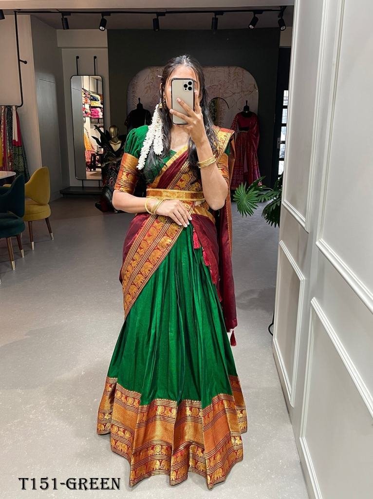 Designer Green Narayan Pet Cotton Lehenga Choli