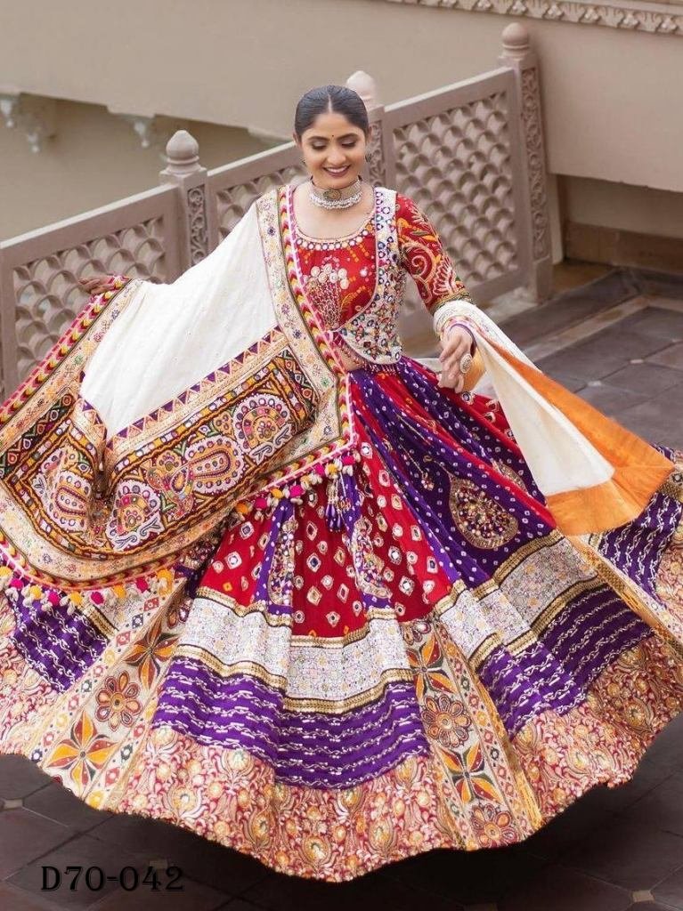 Designer Muslin Navratri Lehenga Choli with Embroidered Dupatta