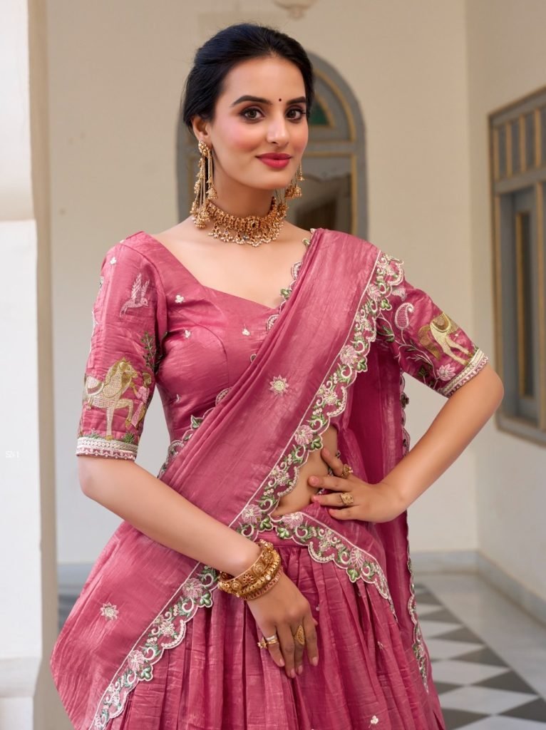 Designer Pink Crush Embroidered Lehenga Choli