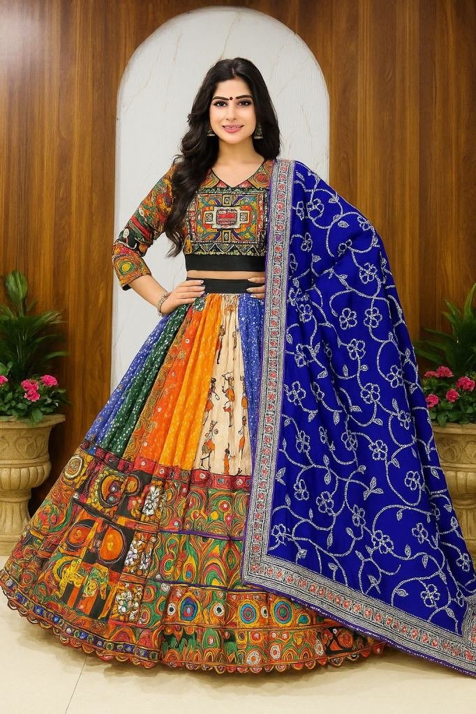 Digital Printed Navratri Special Muslin Cotton Lehenga