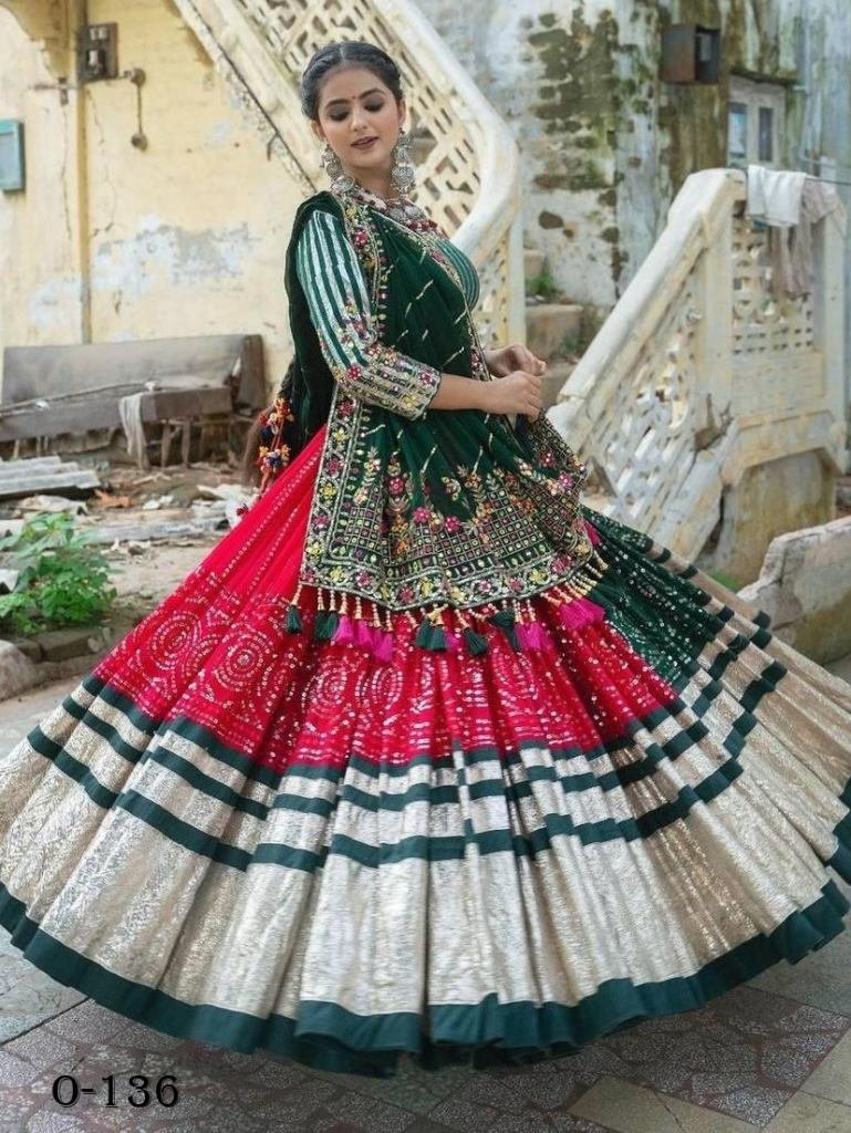 Digital Printed Silk Mehendi Color Lehenga Choli