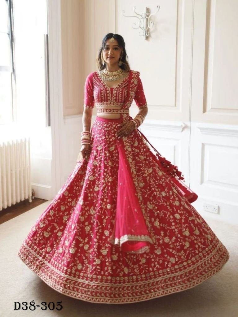 Elegant Gajri Malai Satin Silk Lehenga Choli Set with Embroidery