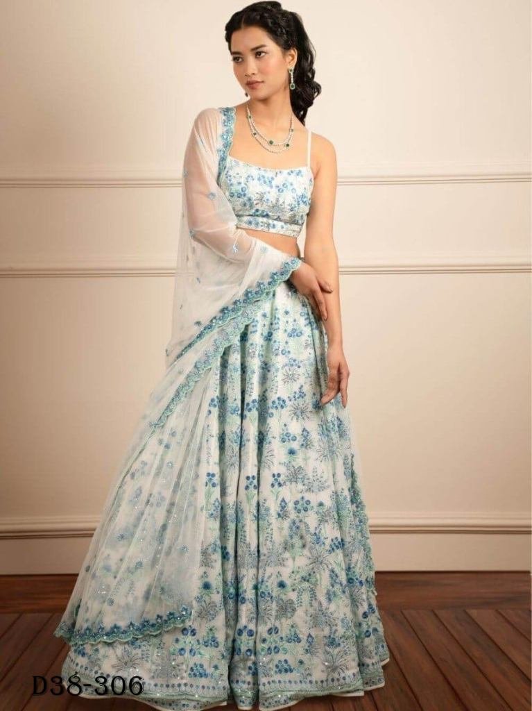 Elegant Faux Georgette Lehenga Choli Set Sequins Work