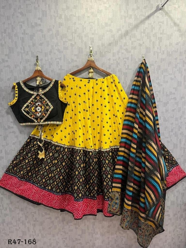 Fancy Digital Print Muslin Cotton Lehenga Choli