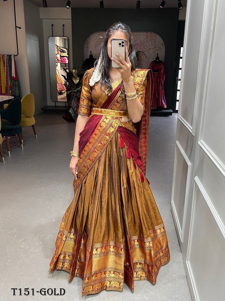 Fancy Gold Narayan Pet Cotton Lehenga Choli