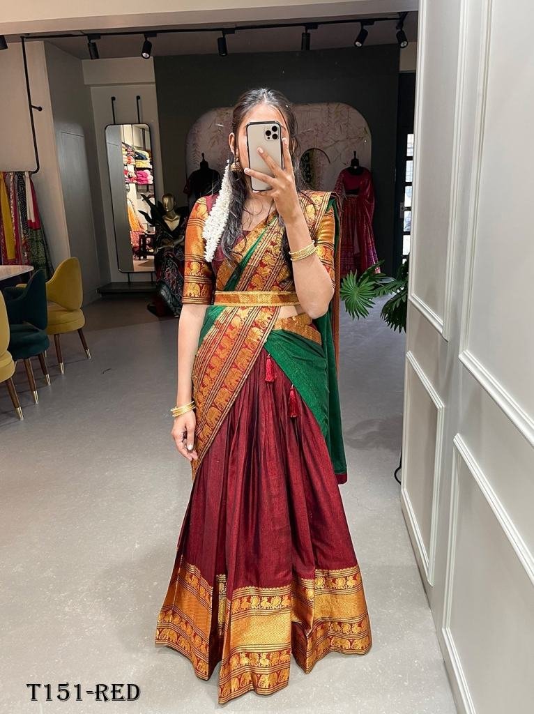 Fancy Red Narayan Pet Cotton Lehenga Choli