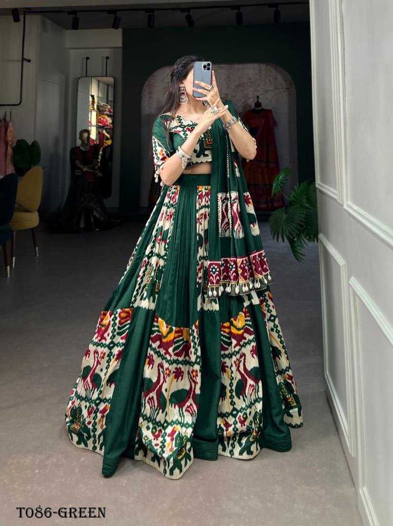 Festive Wear Green Rayon Navratri Lehenga Choli Set for Navratri