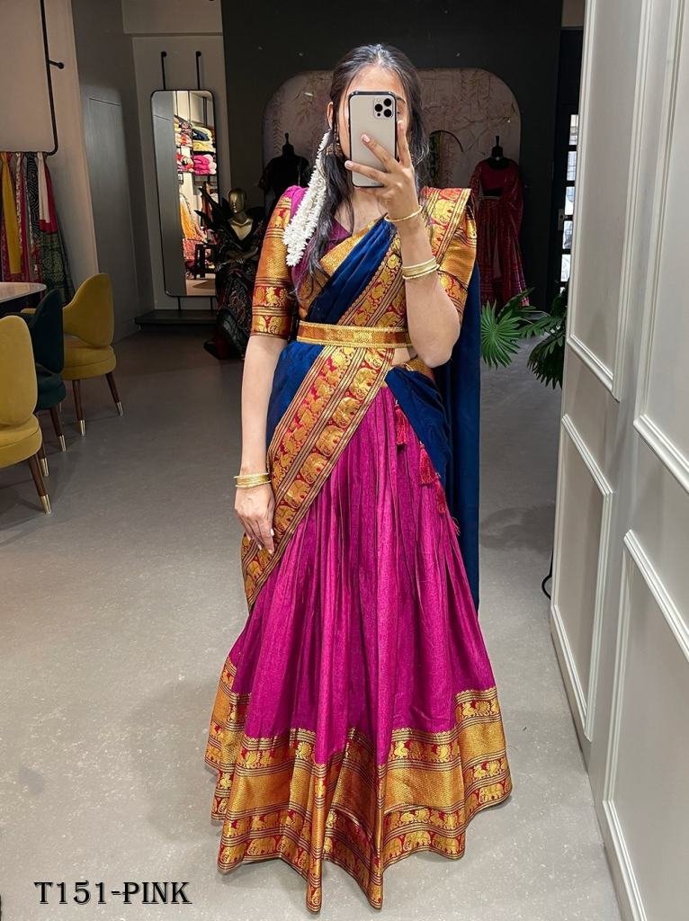 Festive Wear Pink Narayan Pet Cotton Lehenga Choli