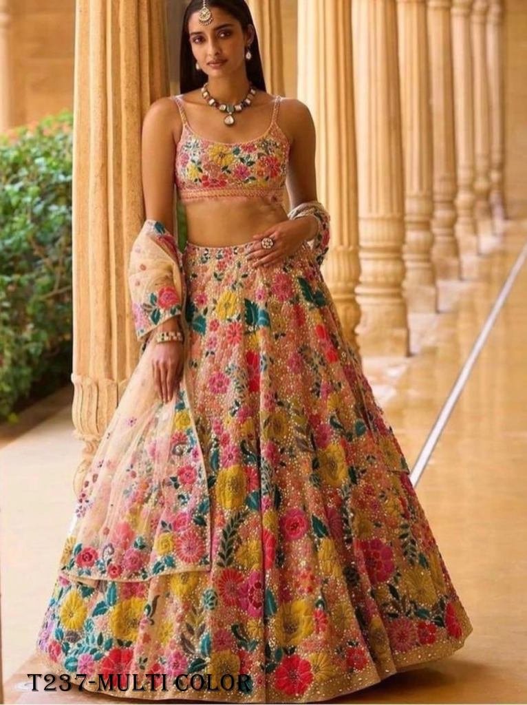 Flower Print Multi Color Georgette Lehenga Choli
