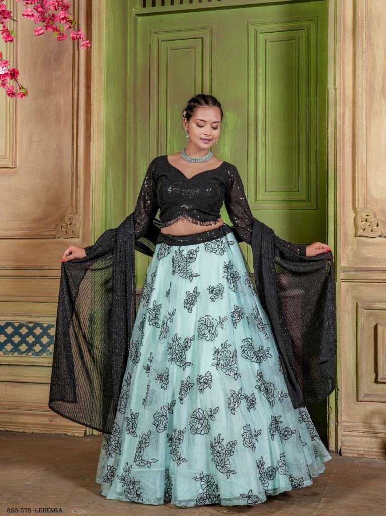 Function Wear Flower Printed Organza Lehenga choli