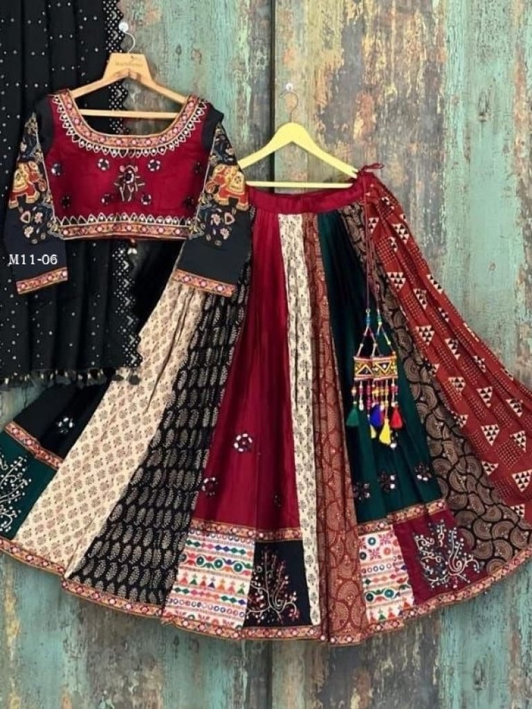 Garba Special Mix Digital Printed Crepe Semi Stitched Lehenga Choli