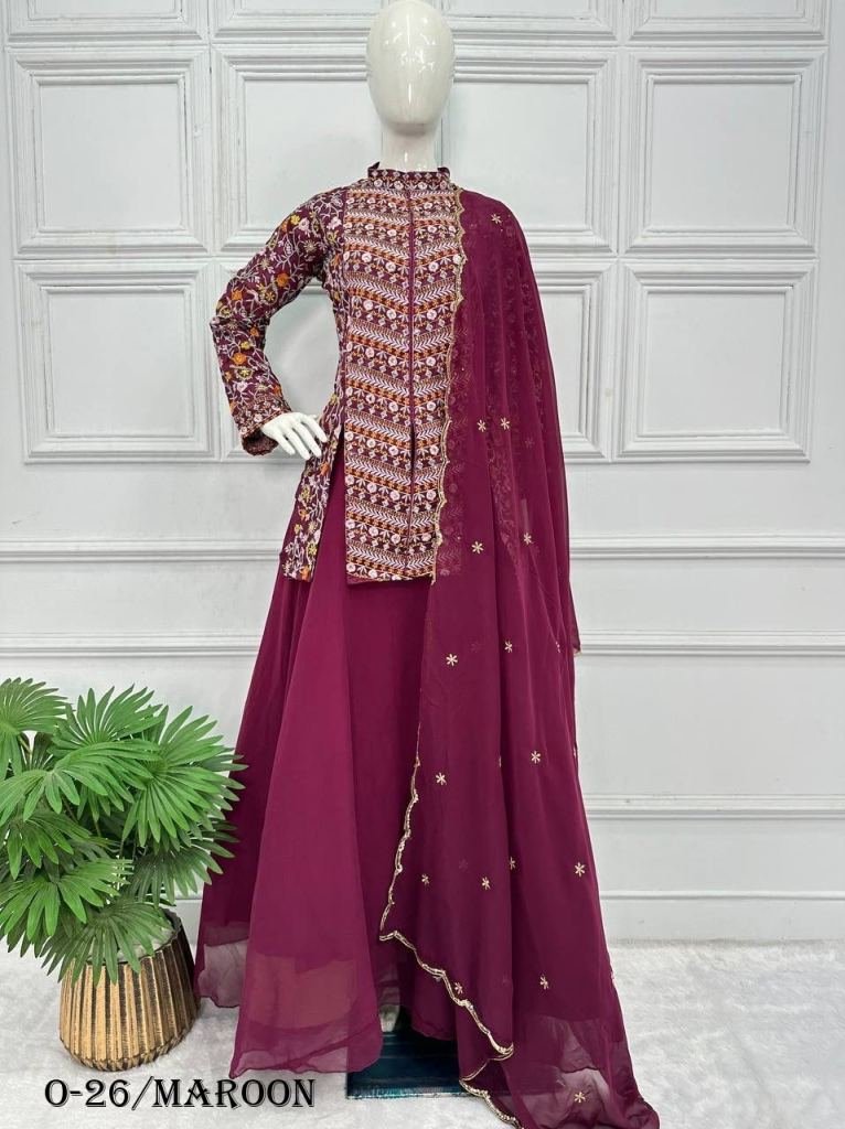 Georgeous New Maroon Lehenga Koti With Dupatta