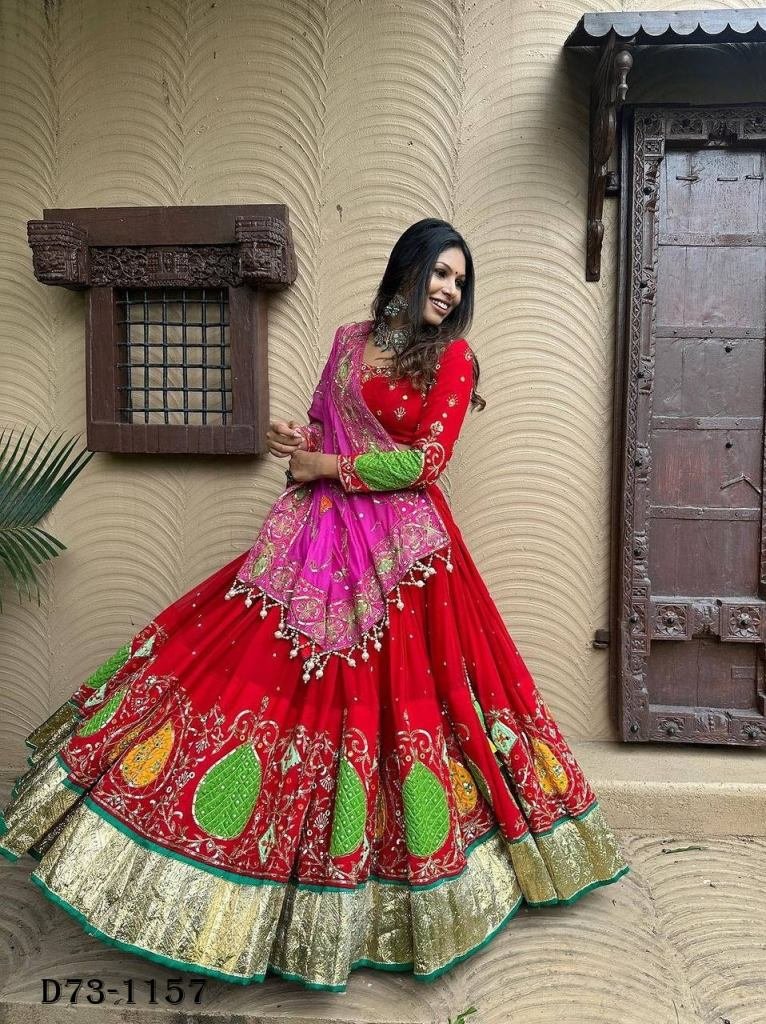 Gujarati Style heavy Muslin Cotton Lehenga Choli