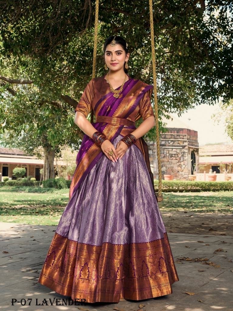 Jacquard Silk Zari Weaving Work Lavender Lehenga