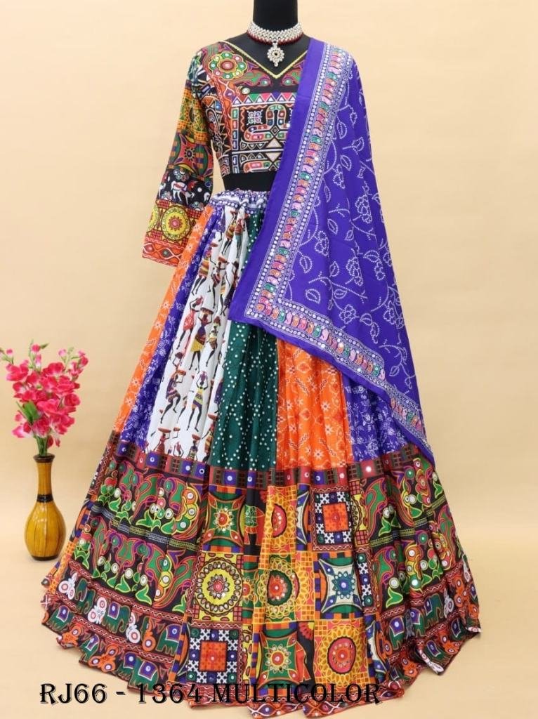 Multicolor Present Butter Silk Heavy Flair Fancy Digital Print Work Navratri Ghara Choli