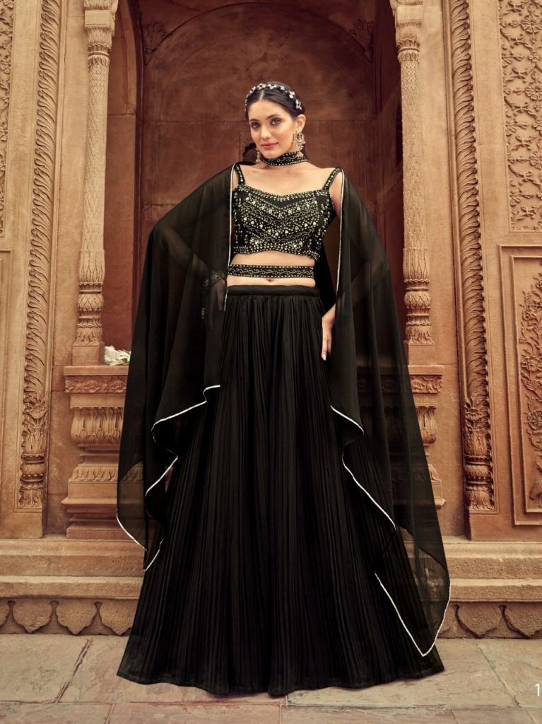 Shreematee Fashion Present Nandani Pure Faux Georgette Black Embroidered Lehenga Choli
