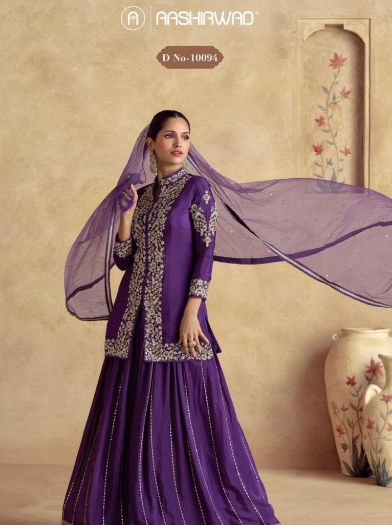 New Collection Aashirwad Creation Chinon Silk Lehenga Suit