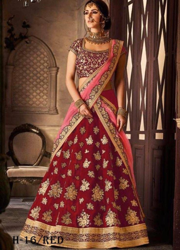 New Embroidery Work Silk Red Lehenga Choli