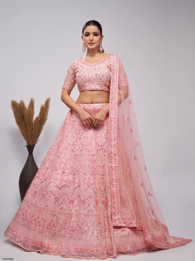 New Festive Wear Pink Soft Net Lehenga Choli