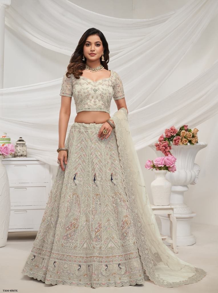 New Launching White Soft Net Lehenga Choli