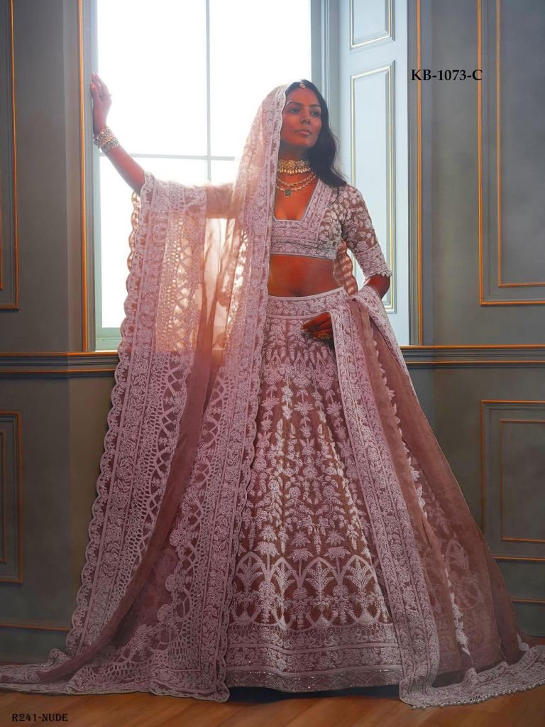 Nude Exclusive Heavy Butterfly Net Bridal Lehenga Choli