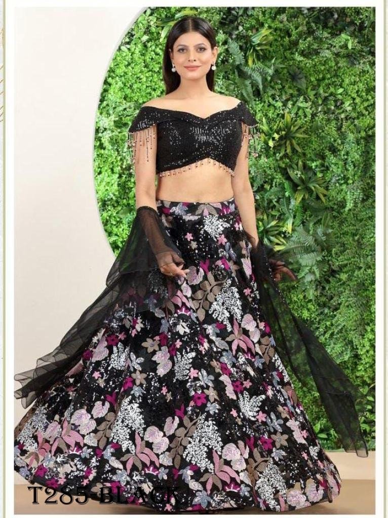 Party Wear Black Georgette Embroidery Sequence Work Lehenga Choli