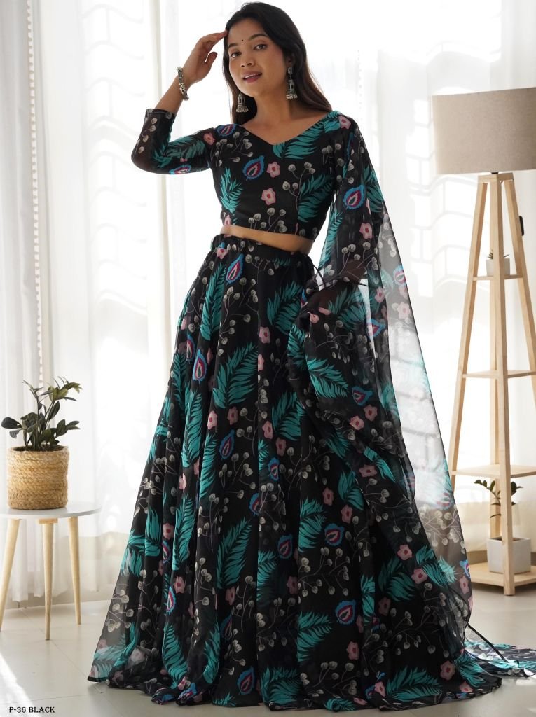 Party Wear Black Lehenga Choli With Dupatta