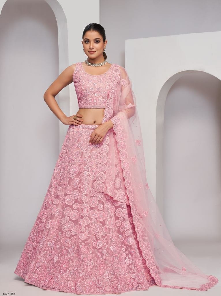 Pink Soft Net Embroidery Lehenga Choli