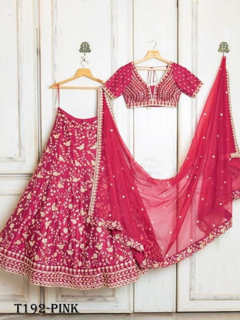 Premium Collation Pink Malai Satin Silk Lehenga Choli