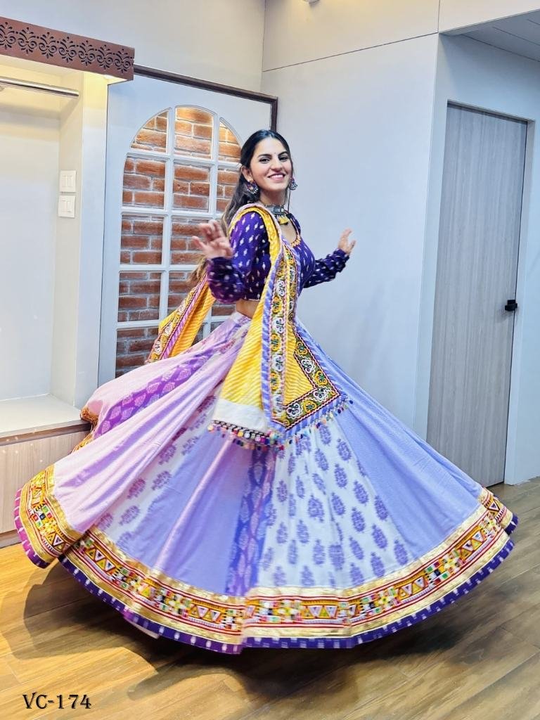 Purple Navaratri Digital Printed Cotton Lehenga Choli 2