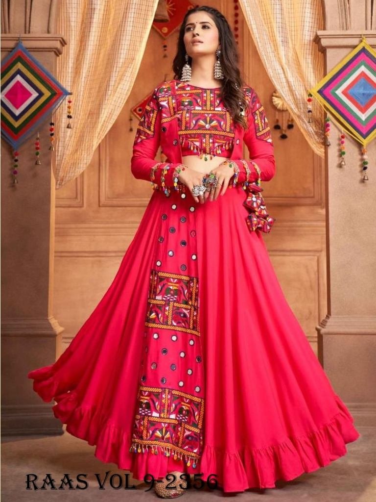 Raas Vol 9 Pink Traditional Navaratri Chaniya Choli With Koti