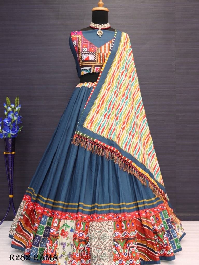 Rama Digital Printed Muslin Cotton Lehenga Choli