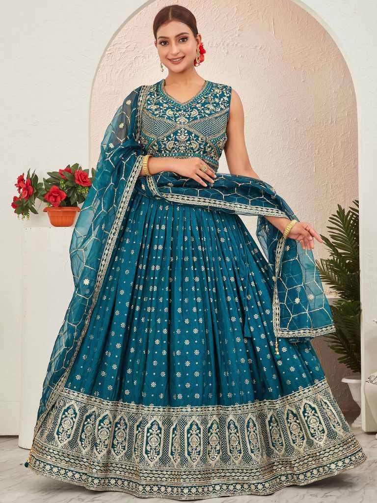 Rama Embroidered Readymade Lehenga Choli for Wedding Function
