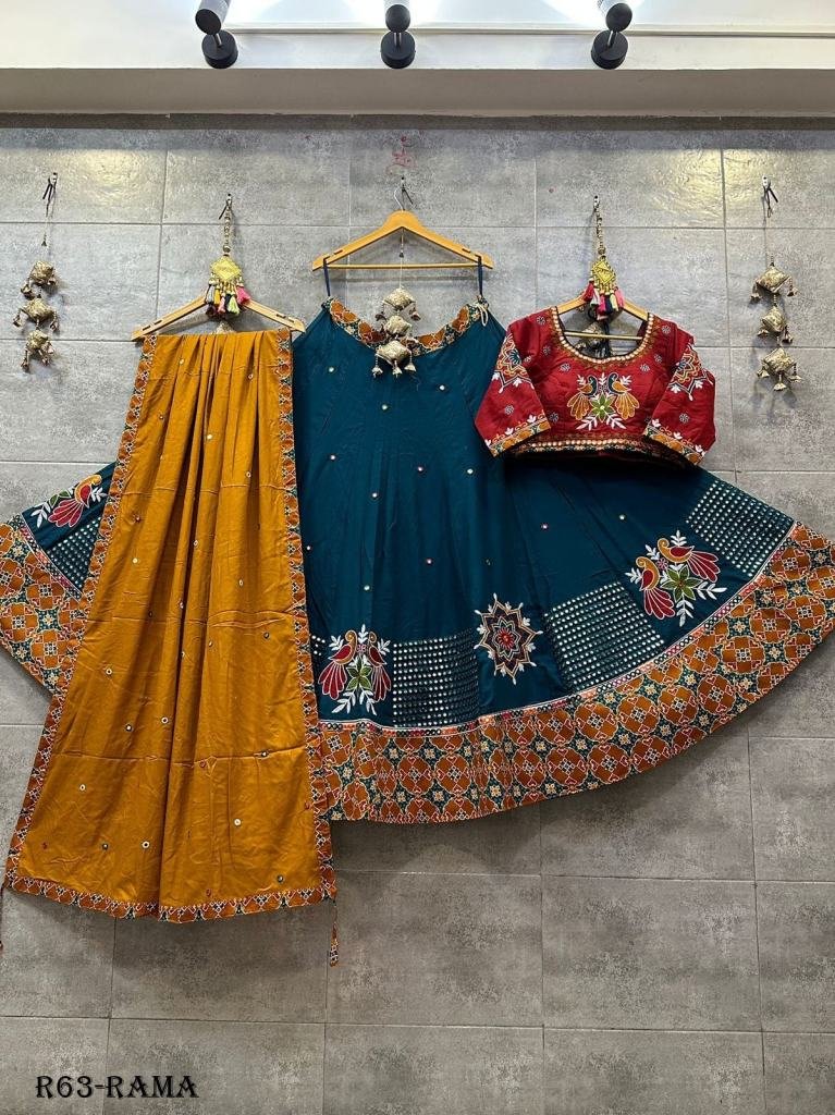 Rama Gamthi work Pure Cotton Chaniya Choli