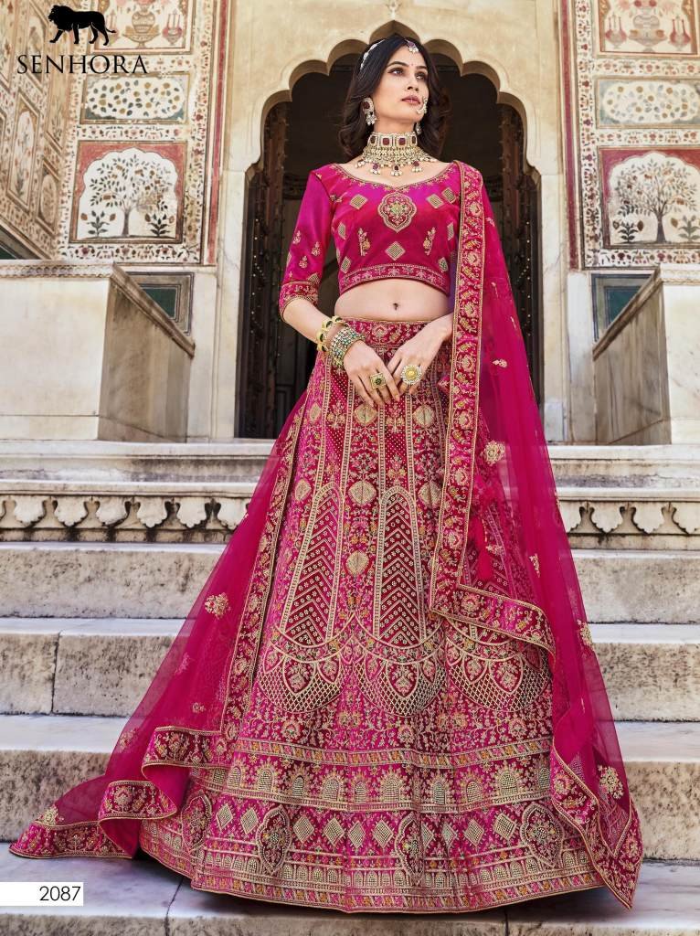 Senhora Bridal Look 2088 Rama Semi Stitch Velvet Lehenga