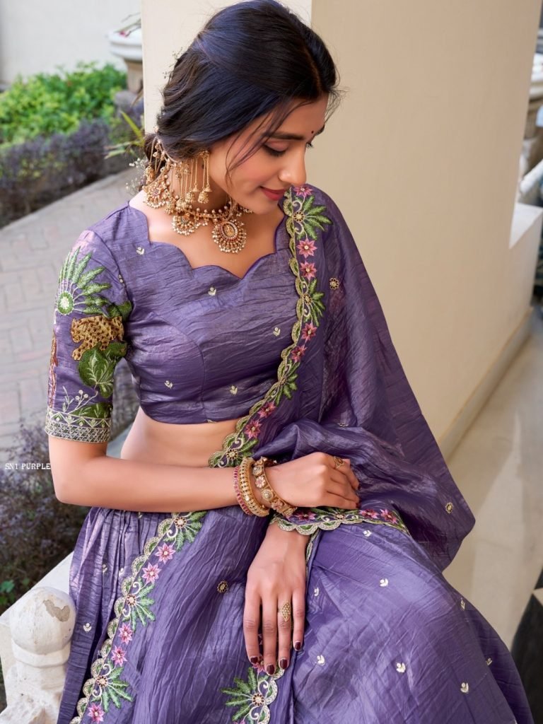 Sequins Work Purple Colour Lehenga Choli With Dupatta