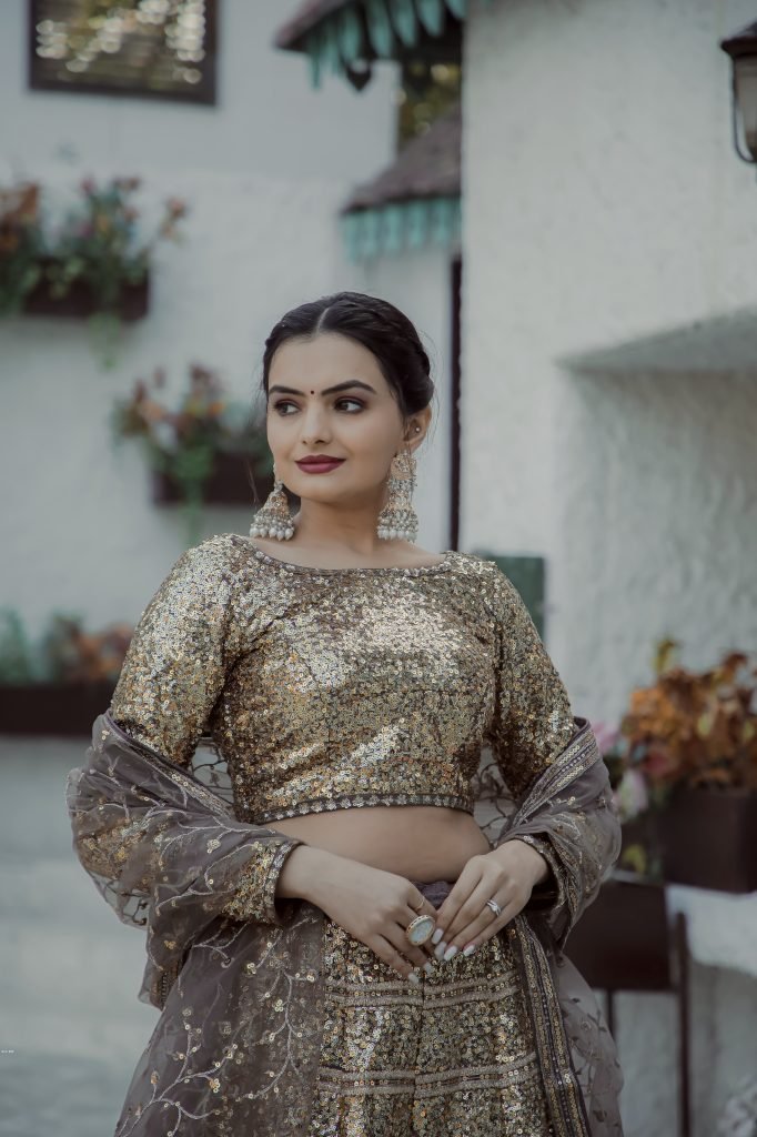 Shiny Sequence Lehenga Set with Zari Work