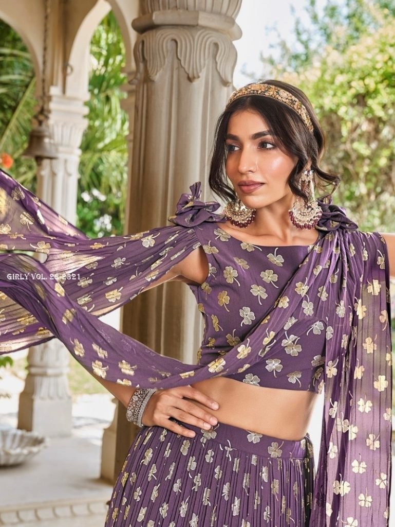 Shubhkala Present New Exclusive Foil Printed Stitched Lehenga Choli with Fancy Dupatta 2321