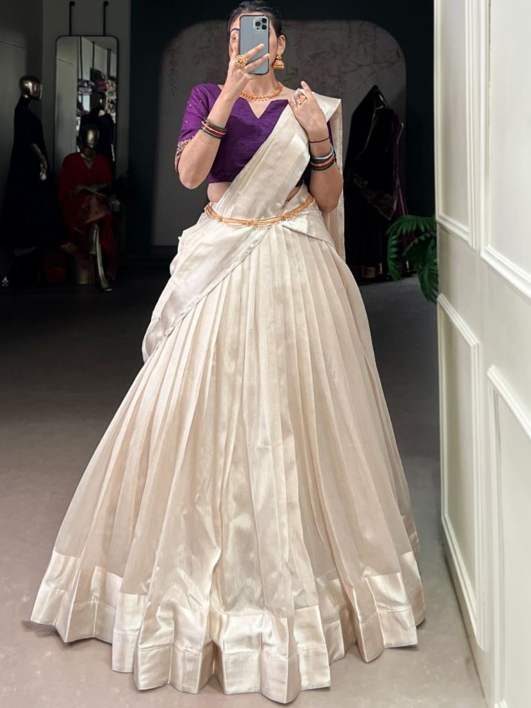 Southern Tradition Wedding Wear Half Lehenga Saree
