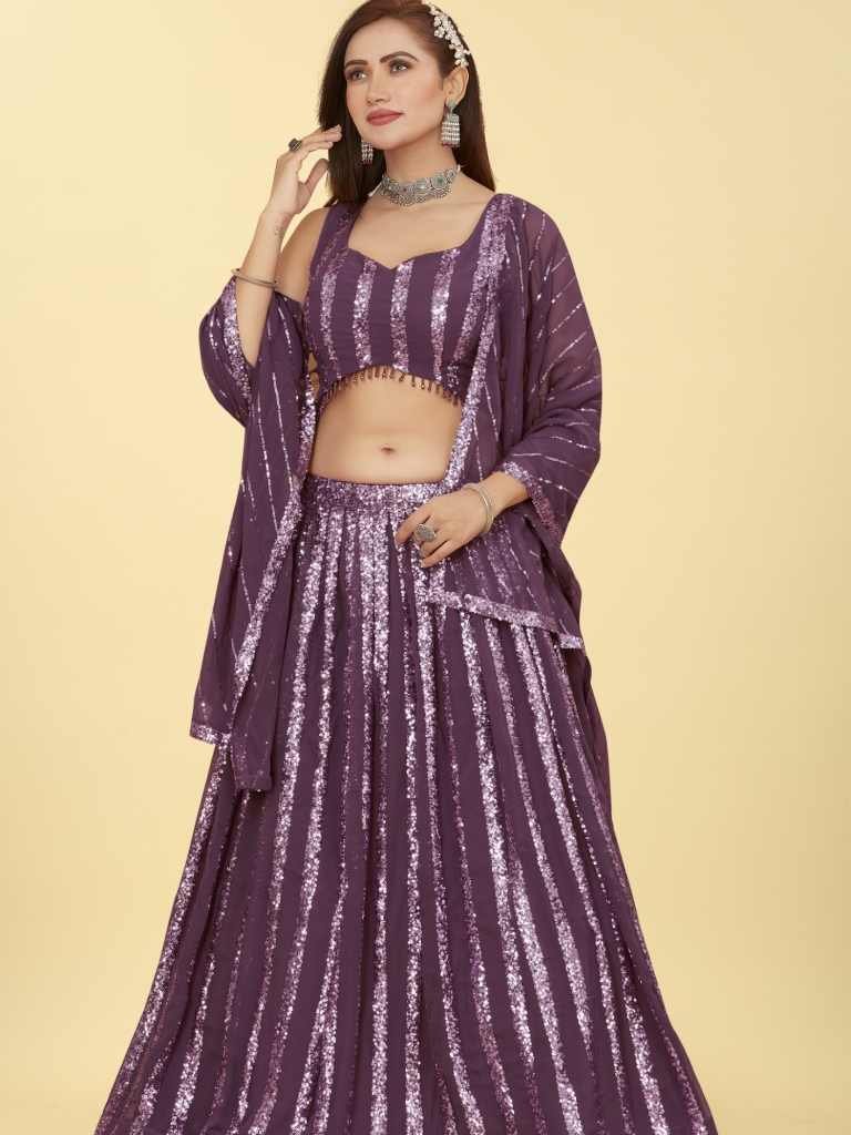 Stylish Mauve Color Sequence Lehenga Choli