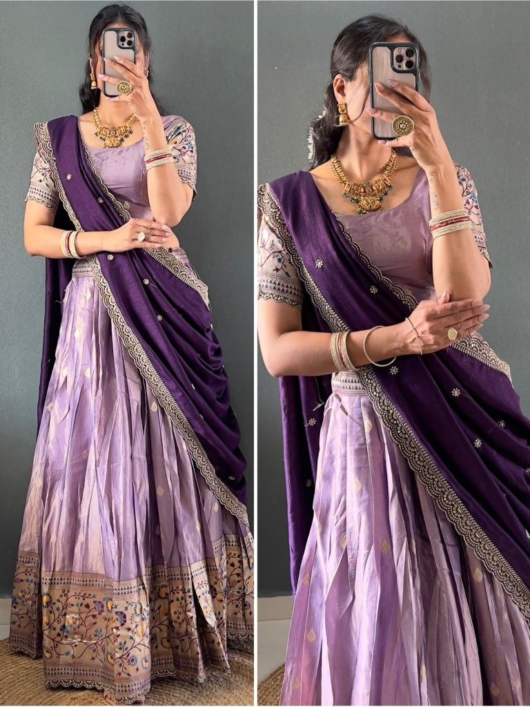 Tissue Silk Purple Colour Lehenga Choli With Dupatta