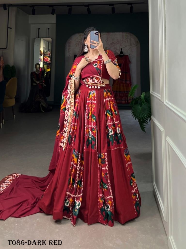 Traditional Wear Dark Red Rayon Lehenga Choli
